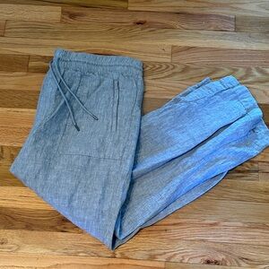 Athleta Retreat Linen High Rise Wide Leg Pant in Grey